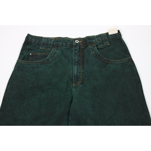 Deadstock Vtg 90s Streetwear Mens 36x34 Baggy Acid Wash Skateboard Jeans Green - Picture 2 of 13